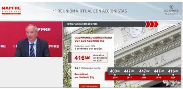 MAPFRE celebra su primer encuentro virtual con más de 200 accionistas particulares MAPFRE celebra su primer encuentro virtual con más de 200 accionistas particulares